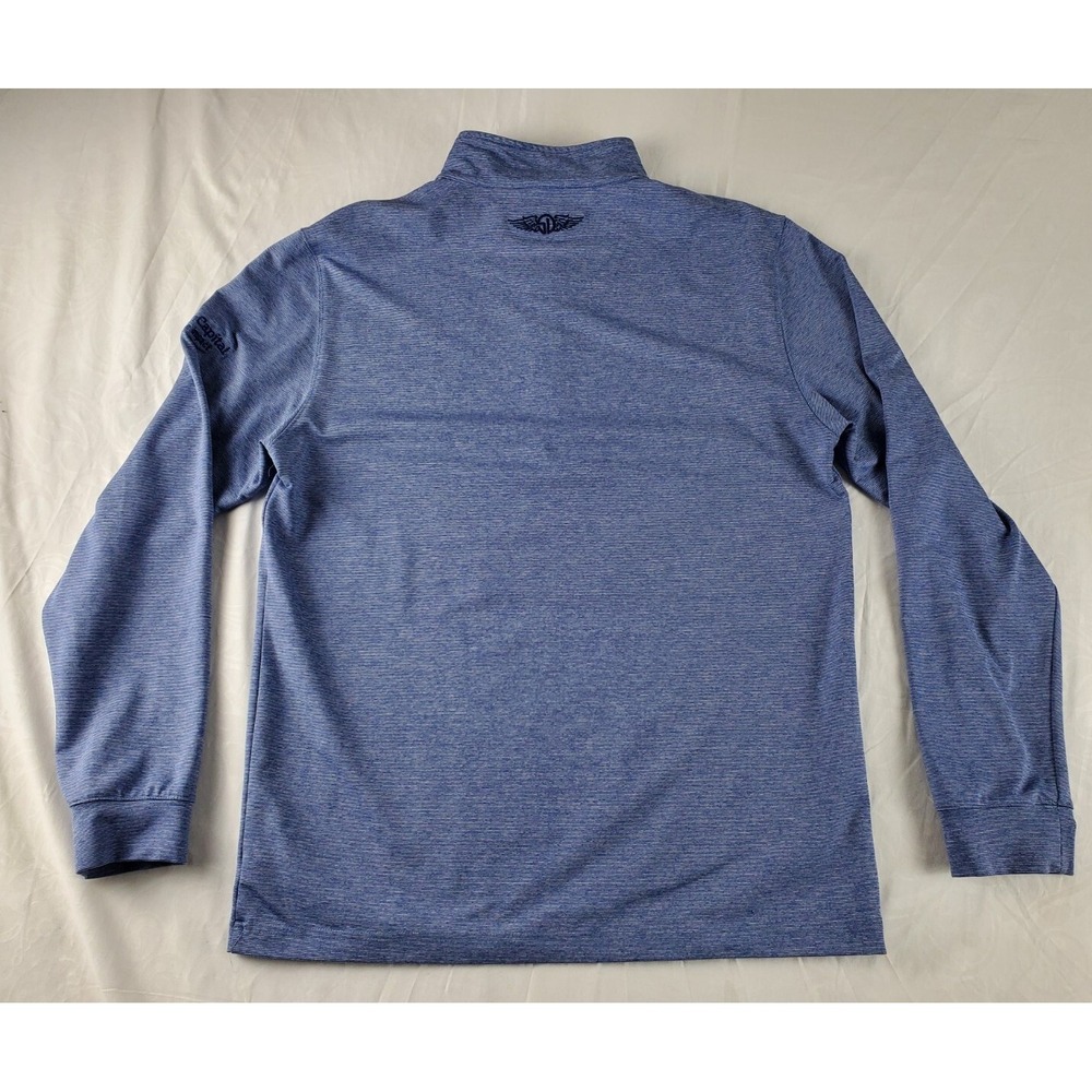 Straight Down Men Pullover Sweater M Blue Long Sleeve 1/4 Zip Logo Embroidered - Picture 2 of 13